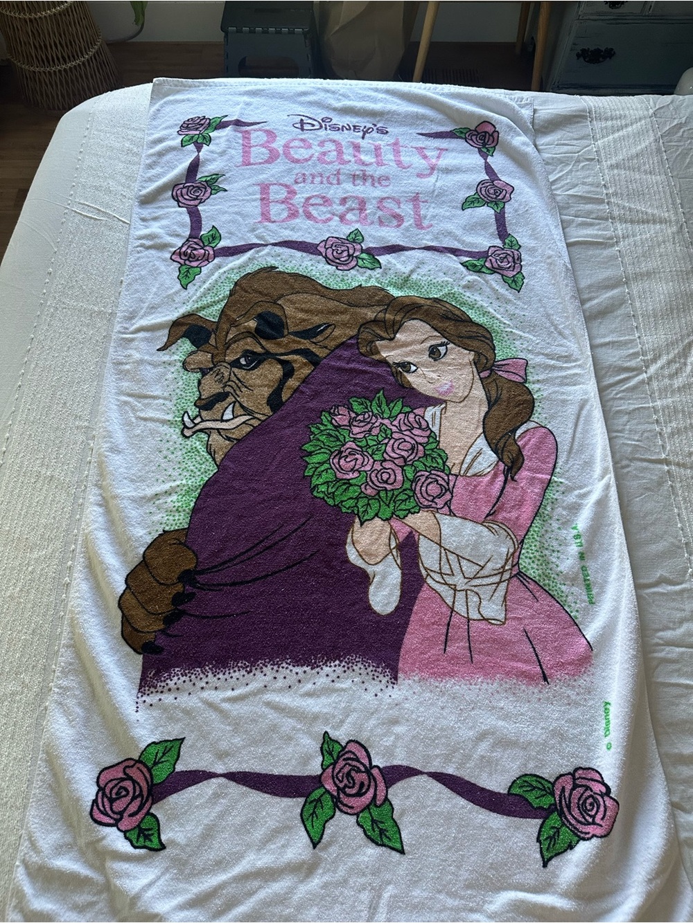 Vintage Disney Beauty and the Beast Princess Towel